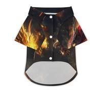 Two Dragon Heads in Fire Hawaii Shirt Print Dog Clothes T-Shirt Beach for Puppy Cat XL