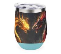 Two Dragon Heads in Fire Tumbler with Lid Travel Coffee Mug Wine Tea Cup for Women and Men