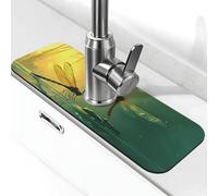 Two Dragonflies On The Lake Surface Sink Splash Guard Faucet Mat, Kitchen Faucet Suction Pad,Faucet Handle Drip Catcher Tray Drying Mat for Bathroom (15" X 5.5" )