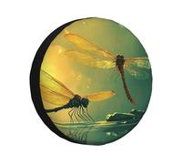 Two Dragonflies On The Lake Surface Spare Tire Cover Wheel Tire Covers,Waterproof Dust-Proof Tire Covers Protector Universal Fit For Trailer Rv Suv Truck Camper 15 Inch