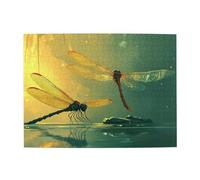 Two Dragonflies On The Lake Surface Wooden Puzzle 500 Piece Jigsaw Puzzle for Adults Challenging Puzzle for Game Size 15"x20.4"