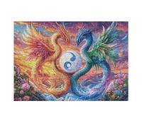 Two Dragons Around Cosmic Orb 300 Piece Jigsaw Puzzle for Adults Teens Game Room Decor Fun Challenge Whimsical Design for Game Lovers 300 PCS