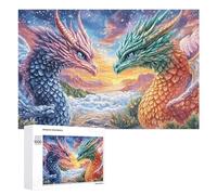 Two Dragons Confronting in Starry Mountains 1000 Piece Jigsaw Puzzle for Seniors Indoor Leisure Mind Stimulation Gift for Thoughtful Present 1000 PCS