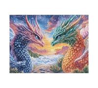 Two Dragons Confronting in Starry Mountains 500 Piece Jigsaw Puzzle for Adults Teens Jigsaw After Work Leisure Brainteasing Puzzle for Colleagues Stress Buster 500 PCS
