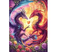 Two Dragons Forming A Yin-Yang Heart 300 Piece Jigsaw Puzzle Pack Wildlife Pet Teens Beginners Cognitive Development Puzzle Fans Group Play Anniversary Premium Cardboard 300 PCS