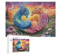 Two Dragons Forming Heart Shape 300 Piece Jigsaw Puzzle for Family Indoor Entertainment Strategic Thinking Gift for Family Event 300 PCS