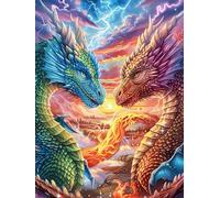 Two Dragons in A Magical Forest 1000 Piece Jigsaw Puzzle for Adults Science Fiction Magical Dream Morning Coffee Companion Mindful Start Beautiful Artwork Ideal Birthday Present 1000 PCS