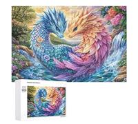 Two Dragons in Waterfall Paradise 1000 Piece Jigsaw Puzzle for Seniors Indoor Activity Cognitive Engagement Gift for Holiday Season 1000 PCS