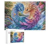 Two Dragons in Waterfall Paradise 300 Piece Jigsaw Puzzle for Seniors Indoor Leisure Cognitive Development Gift for Retirement 300 PCS