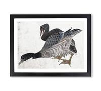 Two Ducks By Katsushika Hokusai Asian Japanese Framed Print | A4 Black Framed Wall Art | Ready to Hang | Asian Animal Picture | Living Room Bedroom Lounge Office