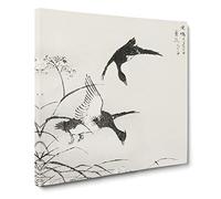 Two Ducks by Numata Kashu Canvas Print | Gallery Wrapped 30mm Frame Wall Art | 14x14 inches | Ready to Hang | Modern Bird Picture | Living Room Bedroom Lounge Office