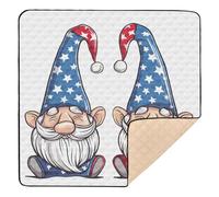 Two Dwarf with American Flag Hat Baby Play Mat 50" x 50", Playmat for Playpen, Thicken Soft Padding Foam Crawling Mat for Babies Toddlers Infants