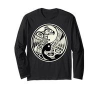 Two Eagles Pacific Northwest Native American Indian Style Long Sleeve T-Shirt