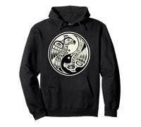 Two Eagles Pacific Northwest Native American Indian Style Pullover Hoodie