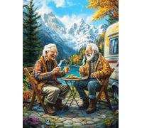 Two Elders Camping by Van 500 Piece Pack DIY Jigsaw Puzzle Collectors Cognitive Development Educational Decorative Puzzle Gifts for Adults Premium Cardboard 500 PCS