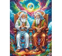Two Elders in Magical Forest 500 Piece Jigsaw Puzzle for All Ages Accompany Fairy Tale Animal Thanksgiving Gift Idea Family Time Durable Cardboard Home Decor Accent 500 PCS