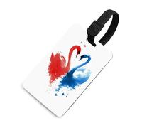 Two Elegant Swans Swimming Red and Blue Luggage Tag Travel Bag Suitcase Baggage Name Tags