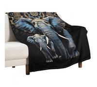 Two Elephants On Black Background Blanket Soft Flannel Throw Blanket 30"x40", Lightweight Decorative Blankets Warm Cozy Blankets for Couch, Bed, Camping & Travel, Ideal Gifts for Women Men