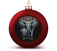 Two Elephants On Black Background Christmas Ball Ornaments 2.4 Inch, Shatterproof Plastic Xmas Balls Funny Christmas Tree Ornaments Hanging Balls for Holiday Party Home Decor, 2PCS