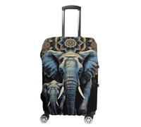 Two Elephants on Black Background Two Elephants Baggage Cover for Travel, Washable Suitcase Covers for Home, Dustproof Luggage Protector Skins with Zippers, Protector Anti Scratch, Luggage Covers