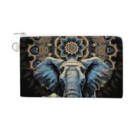 Two Elephants on Black Background Two Elephants Coin Purses with Zipper, Personalized Zero Wallet for Shopping, Small Makeup Pouches Bag for Travel, Card Organizer Case, Portable Canvas Change Purses