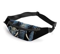 Two Elephants on Black Background Two Elephants Fanny Packs with Zipper, Personalized Waist Bags with Multiple Pockets, Adjustable Sling Bag for Travel, Waterproof Belt Bag, Crossbody Bags for Unisex