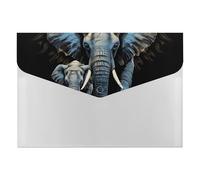 Two Elephants on Black Background Two Elephants File Folder 6-Pocket, Waterproof Accordion File Organizer with Snap Closure, Expanding Document Holder for Office, Home