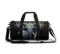 Two Elephants on Black Background Two Elephants Gym Bag for Men Women, Sturdy Oxford Cloth Travel Bags with Removable Shoulder Strap, Waterproof Duffel Bag for Fitness, Travel, Yoga