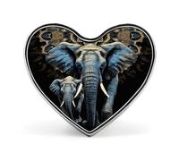 Two Elephants on Black Background Two Elephants Lapel Pin Cute Custom Button Pin Personalized Heart Brooch Aluminum Alloy Brooch Pins Fashion Exquisite Badge Pins for Hat Bag Suit Tie Wedding Accessor