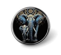 Two Elephants on Black Background Two Elephants Lapel Pin Exquisite Fashion Brooches Personalized Button Badge Novelty Unique Cute Button Pins Round Badge Pin Metal Brooch Pins for Backpack Bags Jacke