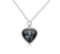Two Elephants on Black Background Two Elephants Pet Urn Necklaces for Ashes, Heart-Shaped Pendant for Cat Lover, Custom Dog Cremation Keepsake Jewelry, Picture Necklace Personalized for Loss of Dog