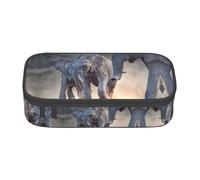 Two Elephants Playing Large Capacity Pencil Case Stationery Storage Bag with Zipper Boys Girls Students School