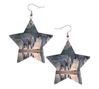 Two Elephants Playing Leather Star Shaped Earrings Fashion Accessories Lightweight Festivals Parties Everyday Life