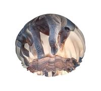 Two Elephants Playing Shower Caps For Women, Elastic And Reusable Bath Caps, Double Waterproof Layers Shower Cap, Bathing Shower Caps