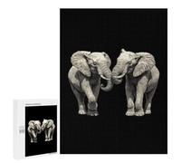 Two Elephants Playing Stylish Adults Jigsaw Puzzle Funny Wooden Educational Game Art Home Decor