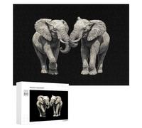 Two Elephants Playing Stylish Adults Jigsaw Puzzle Funny Wooden Intelligent Game Art Home Decor