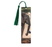 Two Elephants Playing Wood Bookmark for Men Women Reading Wooden Bookmarks Unique Handmade Book Marks with Tassel Pendant Craft Bookmark for Book Lovers Birthday Teachers Gift