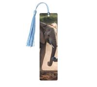 Two Elephants Playing Wood Bookmark for Men Women Reading Wooden Bookmarks Unique Handmade Book Marks with Tassel Pendant Craft Bookmark for Book Lovers Birthday Teachers Gift