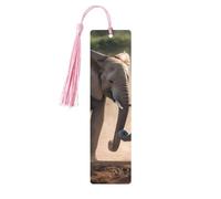Two Elephants Playing Wood Bookmark for Men Women Reading Wooden Bookmarks Unique Handmade Book Marks with Tassel Pendant Craft Bookmark for Book Lovers Birthday Teachers Gift