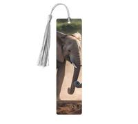 Two Elephants Playing Wood Bookmark for Men Women Reading Wooden Bookmarks Unique Handmade Book Marks with Tassel Pendant Craft Bookmark for Book Lovers Birthday Teachers Gift