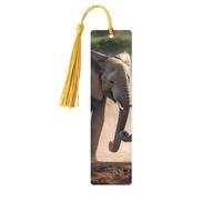 Two Elephants Playing Wood Bookmark for Men Women Reading Wooden Bookmarks Unique Handmade Book Marks with Tassel Pendant Craft Bookmark for Book Lovers Birthday Teachers Gift