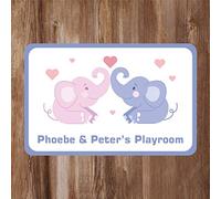 Two Elephants With Hearts Kids Bedroom Door Sign Personalised For You - Any Name! Door Plaque,Girls/Boys,Nursery,Decor,Kids Room,Animals
