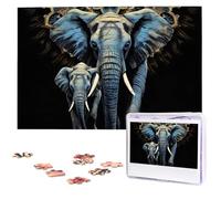 Two Elephants Wooden Puzzles 1000 Pieces Personalized Jigsaw Puzzle For Adults Interesting Custom Photo Puzzles Gift For Holiday Birthday Wedding Anniversay