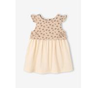 Two-fabric baby girl's dress vanilla