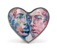 Two Faces Abstract Button Pin Heart Shape Alloy Lapel Pins Badges Novelty Funny Enamel Pins Personalized Pinback Button Badges Cute Heart Brooche for Jackets Bags
