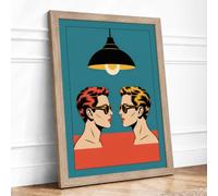 Two Faces, One Light Modern Framed Wall Art Print A2 (59.4×42cm) Oak, Wall Decor for Living Room, Bedroom, Office & Home, Ready to Hang, Art Gift