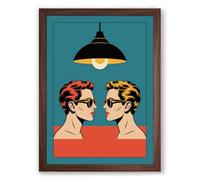 Two Faces, One Light Modern Framed Wall Art Print A2 (59.4×42cm) Walnut, Wall Decor for Living Room, Bedroom, Office & Home, Ready to Hang, Art Gift