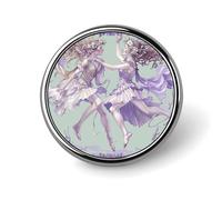Two Fairies Dancing Brooch with Button Design, Funny Backpack Pins for Women, Personalized Brooch Pins for Men, Round Badge for Hat, Cute Badge Holders for Activity