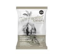 Two Farmers Crisps, Woodland Mushroom & Wild Garlic Hand Cooked Crisps, Vegan and Vegetarian, Gluten Free, 100% Compostable Bags, 24 x 40g