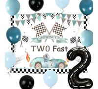 Two Fast Birthday Decorations Growing Up Two Fast Backdrop Number 2 Balloons Racing Car 2nd Birthday for Racing Car Party